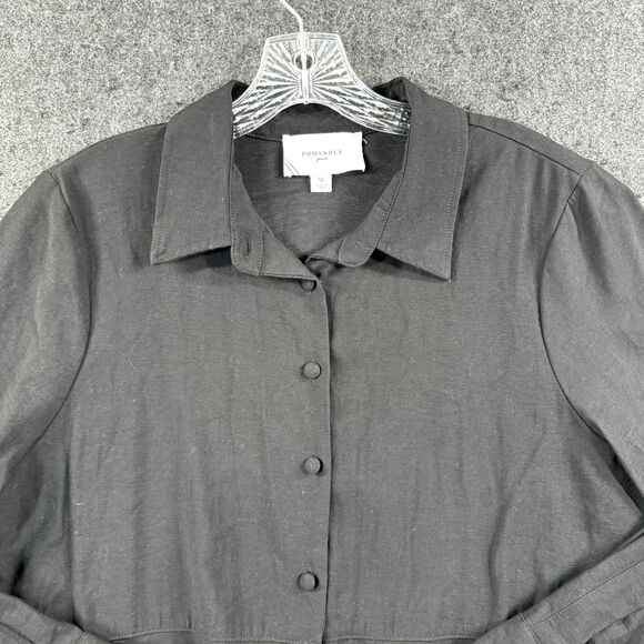 Pomander Place Ashlen Blouse Women's Extra Large Black Tuckernuck Buttons Flared - Picture 2 of 8